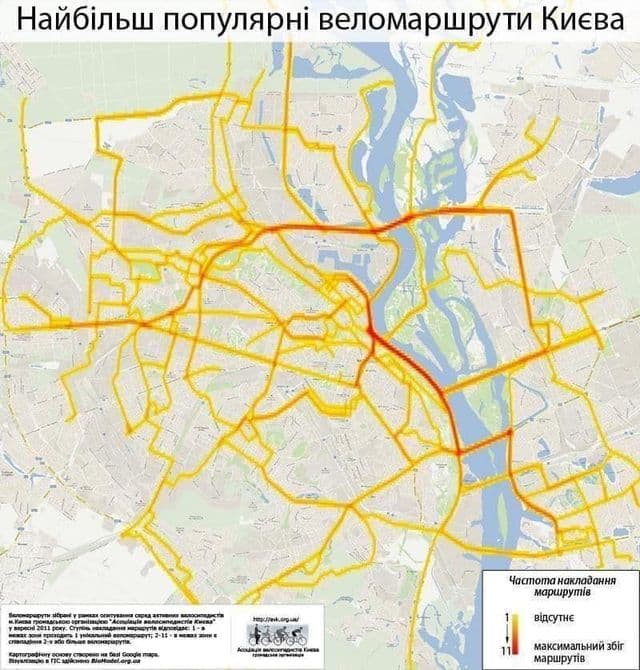 Kiev bike lane map