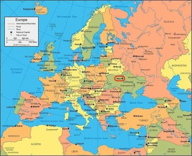 Kiev location on world map