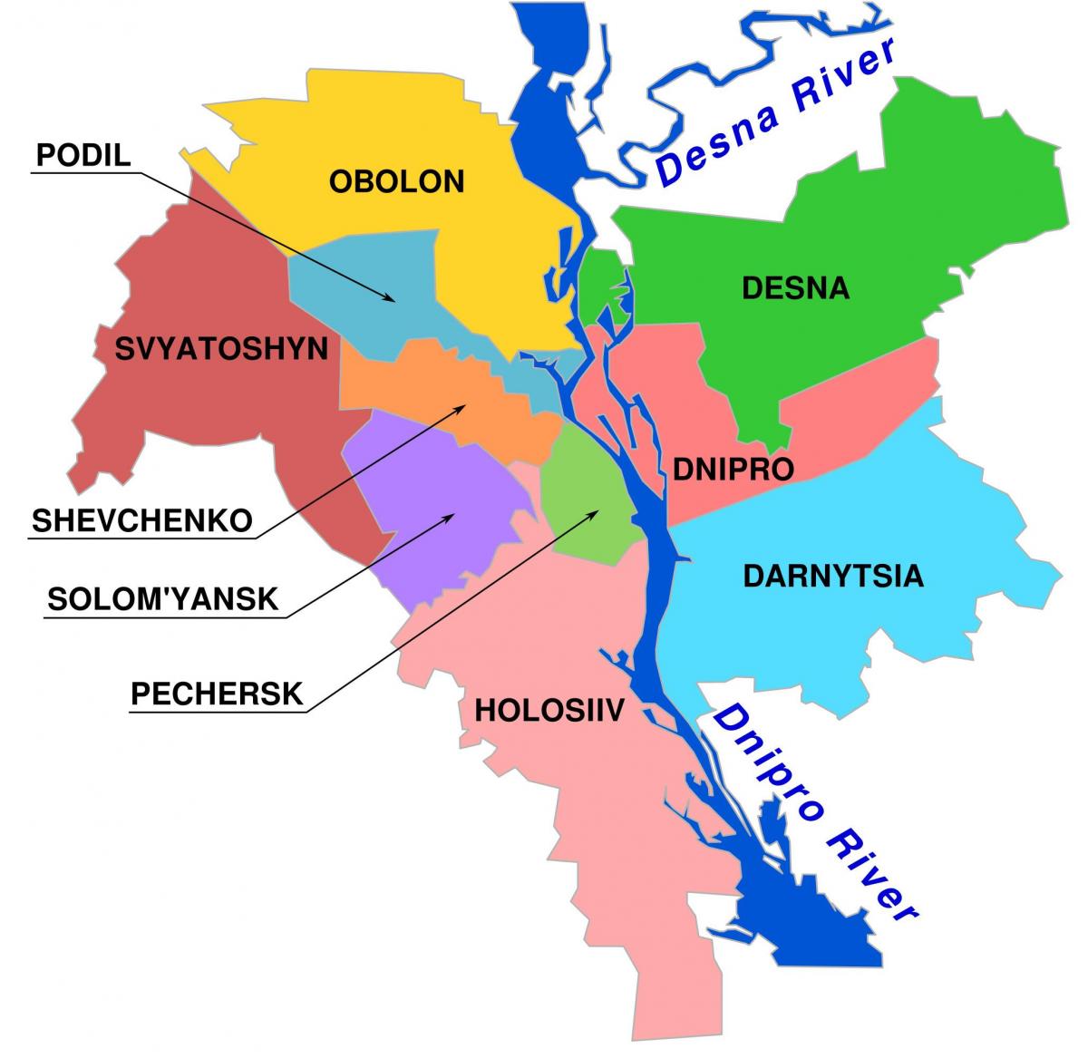 Kiev district map