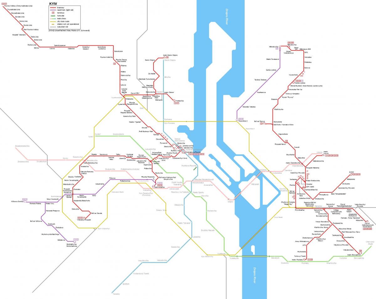 Kiev tram stations map